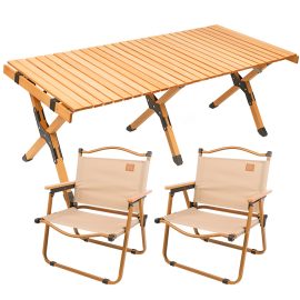 Egg Roll Design Beech Wood Camping Table